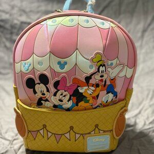 NEW! LOUNGEFLY Mickey & Friends Hot Air Balloon Irridescent‎ Backpack
